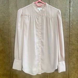14th & Union Pink Shirred Yoke Button Blouse Size Small